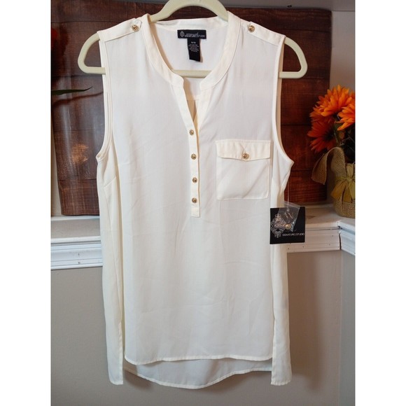 Signature Studio Womens Ivory‎ Sleeveless Blouse Size M - Picture 1 of 13
